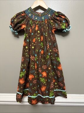 Mom & Me fall print smocked dress Sz 6